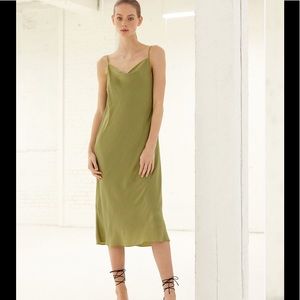 Babaton sage green slip dress